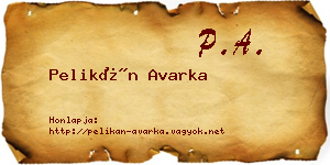 Pelikán Avarka névjegykártya
